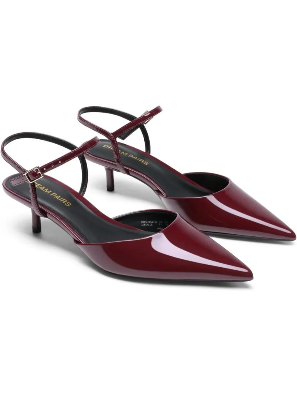 DREAM PAIRS Women's Burgundy Pointed Closed Toe Low Kitten Heels Formal Shoes
